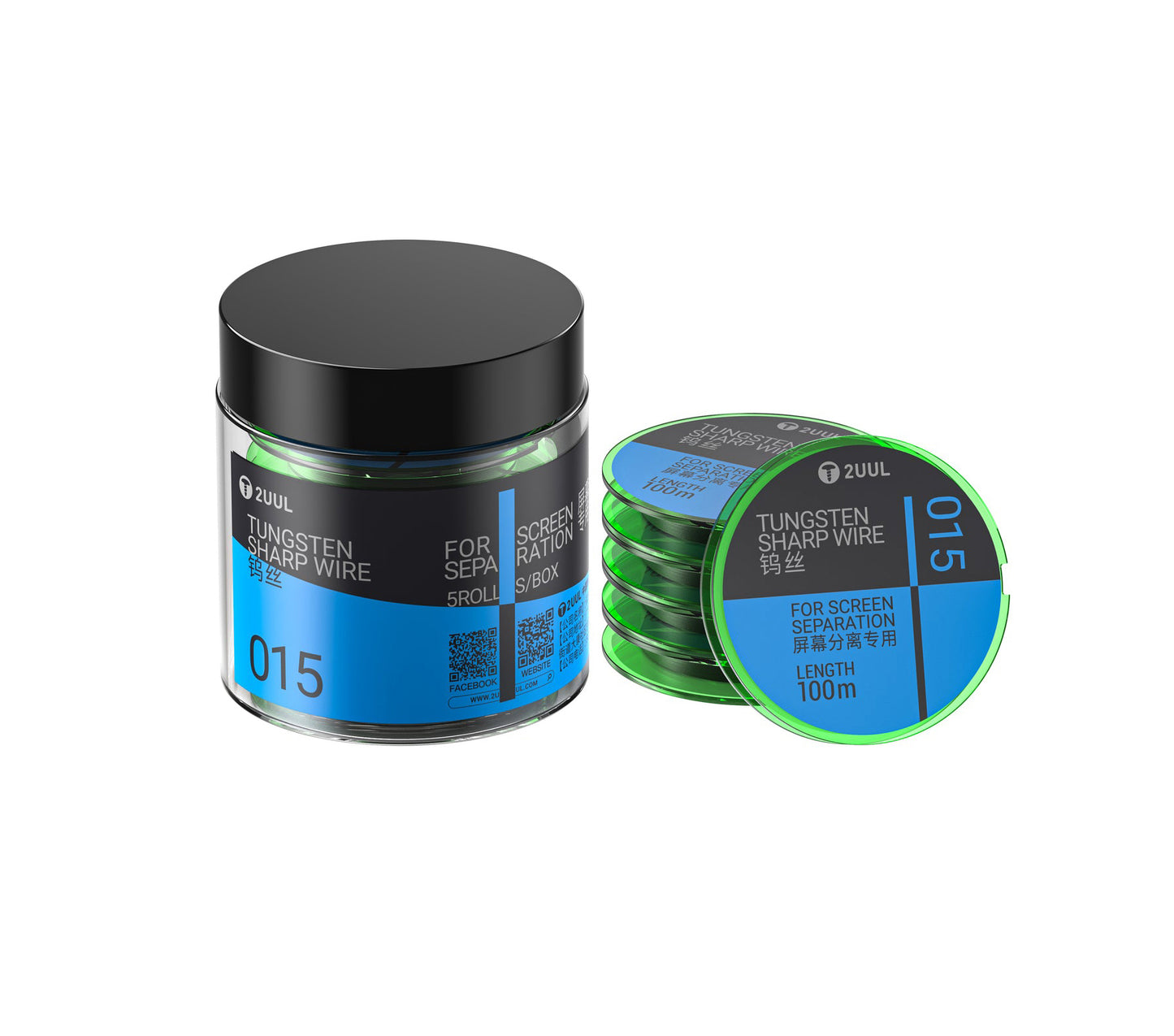 Wolframové vlákno 2UUL WS-015, 0,015 mm, 100 m, Sada 5 kusů