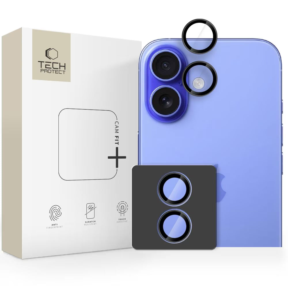Ochranná fólie na zadní kameru Tech-Protect CamRing Fit+ pro Apple iPhone 17, Tvrzené sklo, Černá