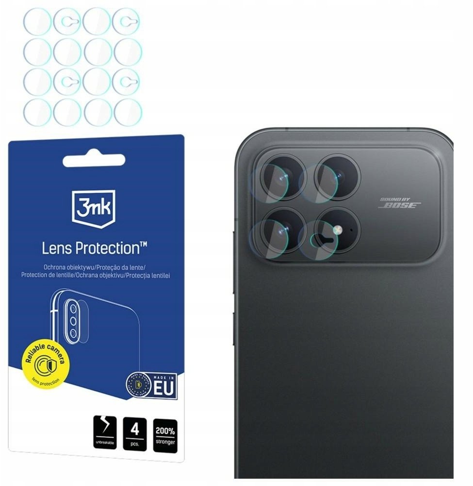Ochranná fólie na zadní kameru 3MK Lens pro Xiaomi Poco F8 Pro, flexibilní sklo, sada 4 kusů, průhledná
