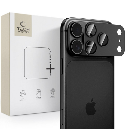 Ochranná fólie na zadní kameru Tech-Protect CamFull Fit+ pro Apple iPhone 18 Pro Max, tvrzené sklo, černá