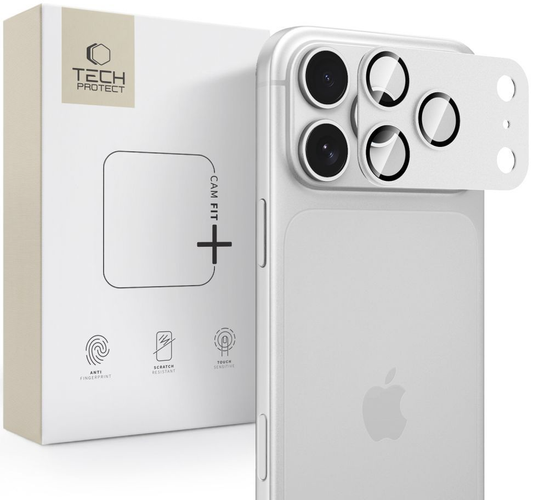 Ochranná fólie na zadní kameru Tech-Protect CamFull Fit+ pro Apple iPhone 18 Pro, tvrzené sklo, stříbrná