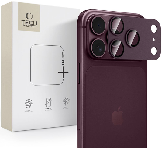 Ochranná fólie na zadní kameru Tech-Protect CamFull Fit+ pro Apple iPhone 18 Pro Max, tvrzené sklo, vínová