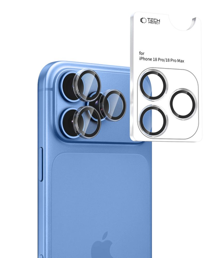 Ochranná fólie na zadní kameru Tech-Protect CamRing Fit+ pro Apple iPhone 18 Pro / 18 Pro Max, tvrzené sklo, průhledná