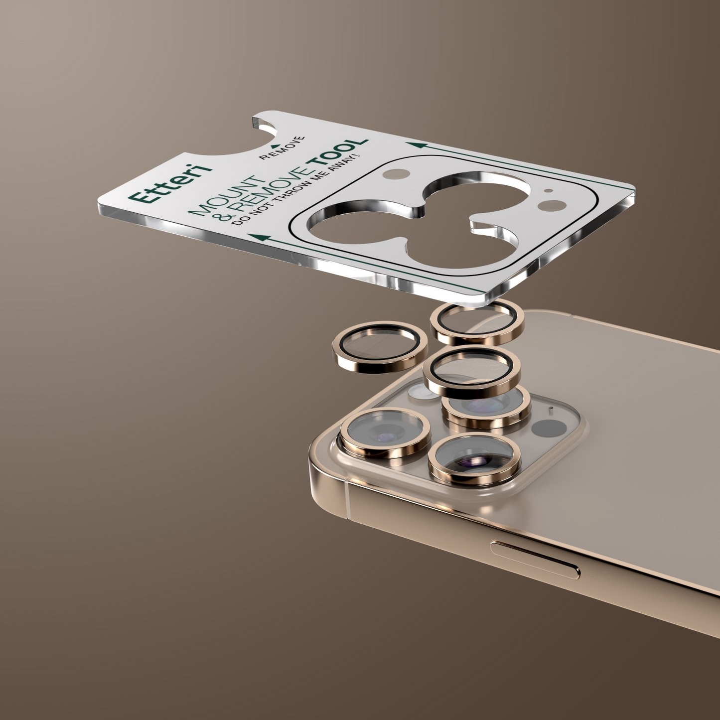 Etteri Rear Camera Protective Film for Apple iPhone 16 Pro Max / 16 Pro, Tempered Glass, Bronze