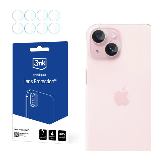 Ochranná fólie na zadní kameru 3MK Protection pro Apple iPhone 15, flexibilní sklo, sada 4 kusů, průhledná