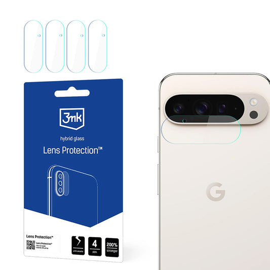 Ochranná fólie na zadní kameru 3MK Protection pro Google Pixel 9 Pro XL, flexibilní sklo, sada 4 kusů, průhledná