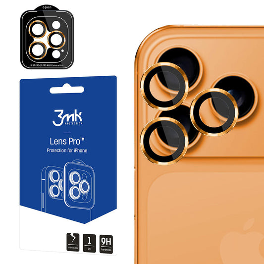 Ochranná fólie 3MK Protection Pro na zadní kameru pro Apple iPhone 17 Pro Max / 17 Pro, Tvrzené sklo, Oranžová