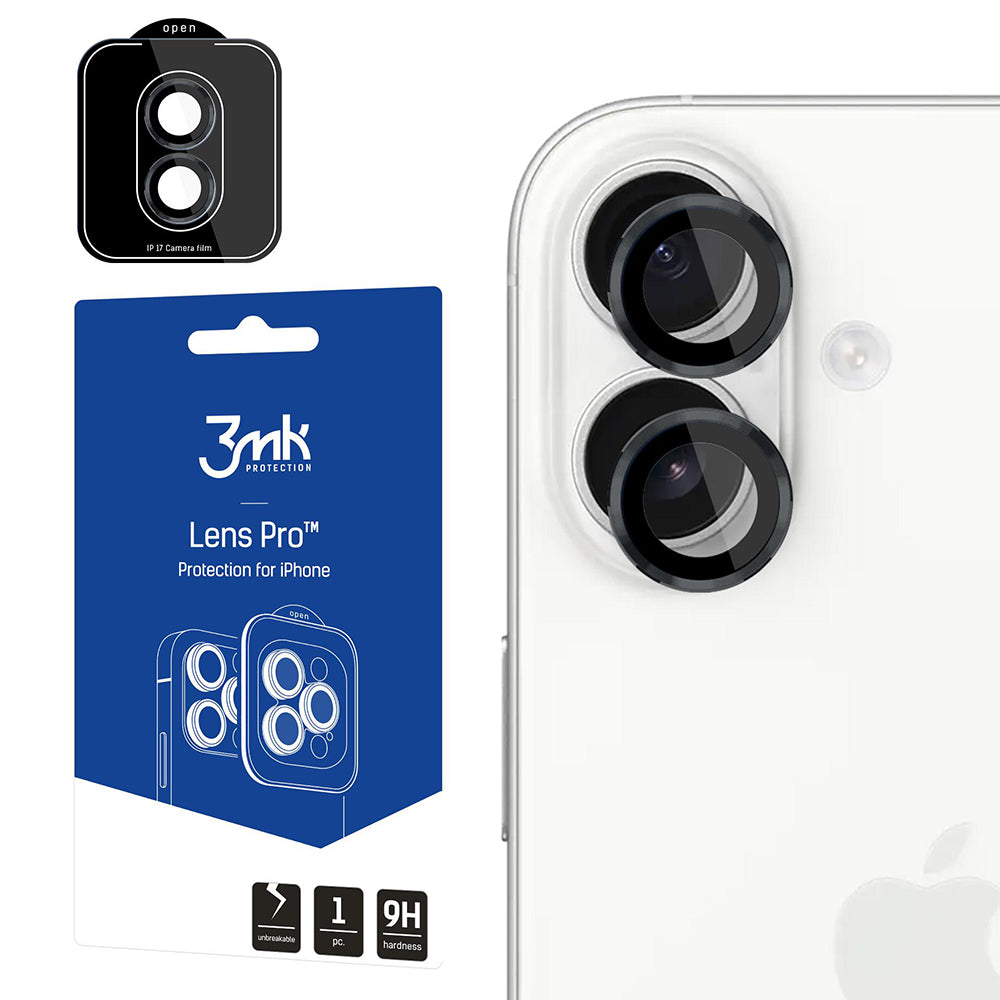 Ochranná fólie 3MK Protection Pro na zadní kameru pro Apple iPhone 17, Tvrzené sklo, Černá
