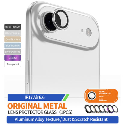 Ochranná fólie na zadní kameru Blueo Glitter Diamond Metal Frame pro Apple iPhone 17 Air, Tvrzené sklo, Stříbrná