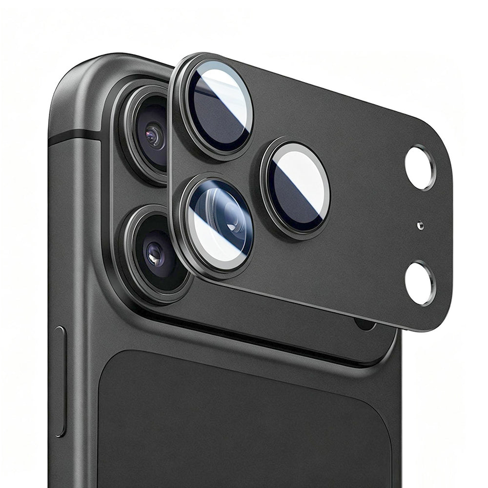 Ochranné sklo na zadní fotoaparát Blueo Integrated Metal pro Apple iPhone 18 Pro Max, tvrzené sklo, černé
