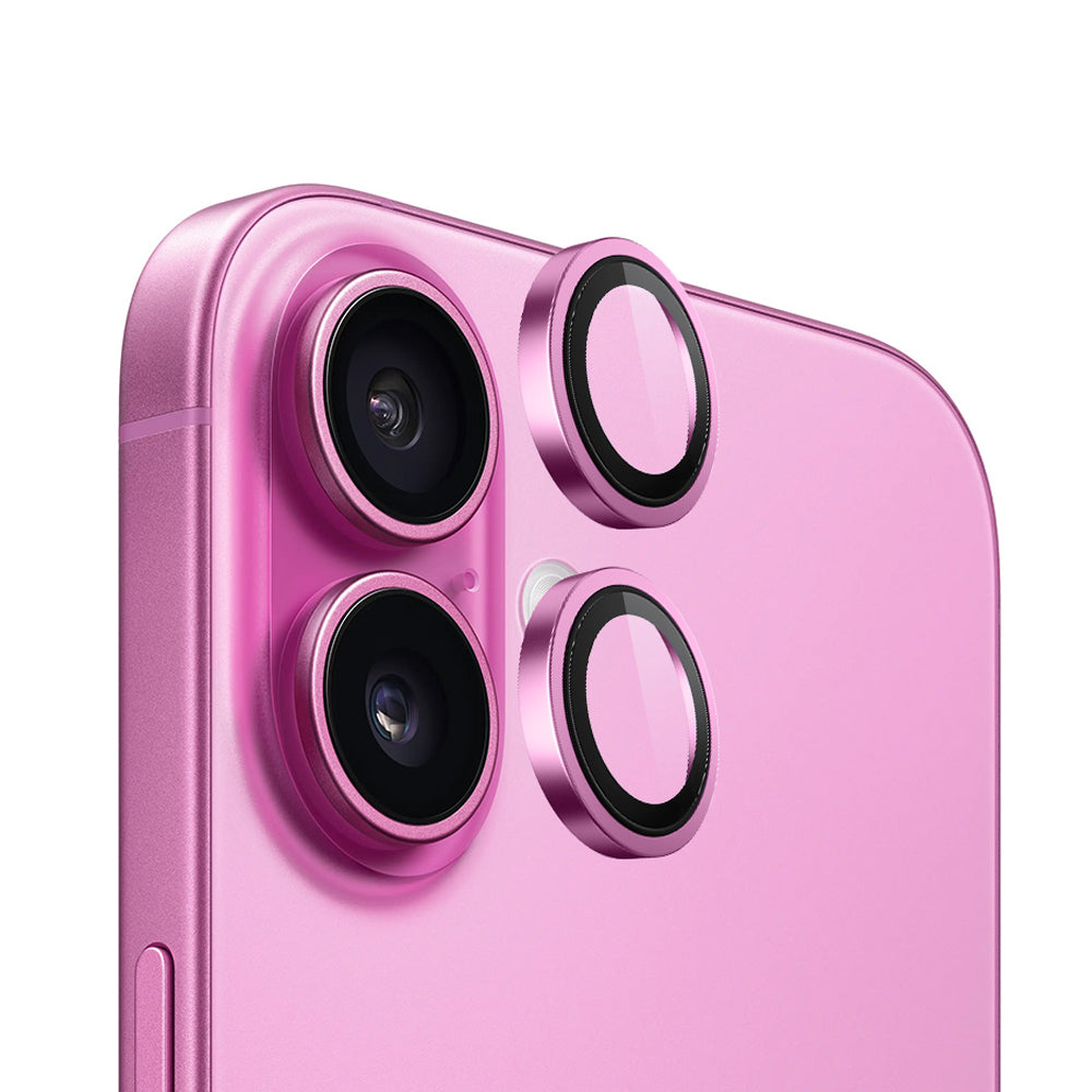 Ochranná fólie na zadní kameru Blueo Metal Frame pro Apple iPhone 16 Plus / 16, tvrzené sklo, růžová