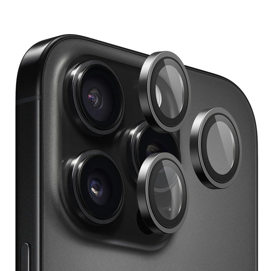 Ochranná fólie zadní kamery Blueo Metal Frame pro Apple iPhone 16 Pro Max / 16 Pro, tvrzené sklo, černá