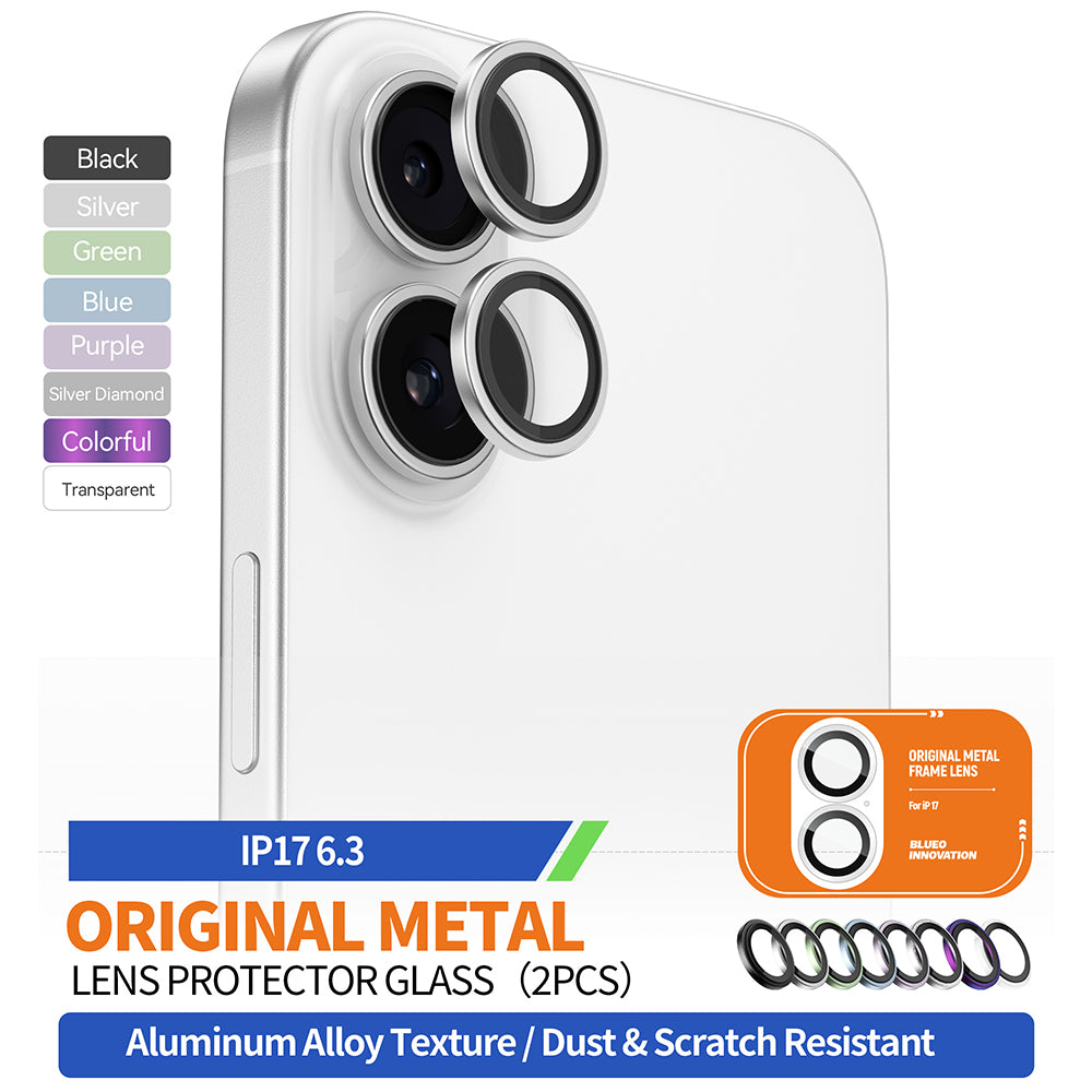 Ochranná fólie Blueo Metal Frame na zadní kameru pro Apple iPhone 17, Tvrzené sklo, Fialová