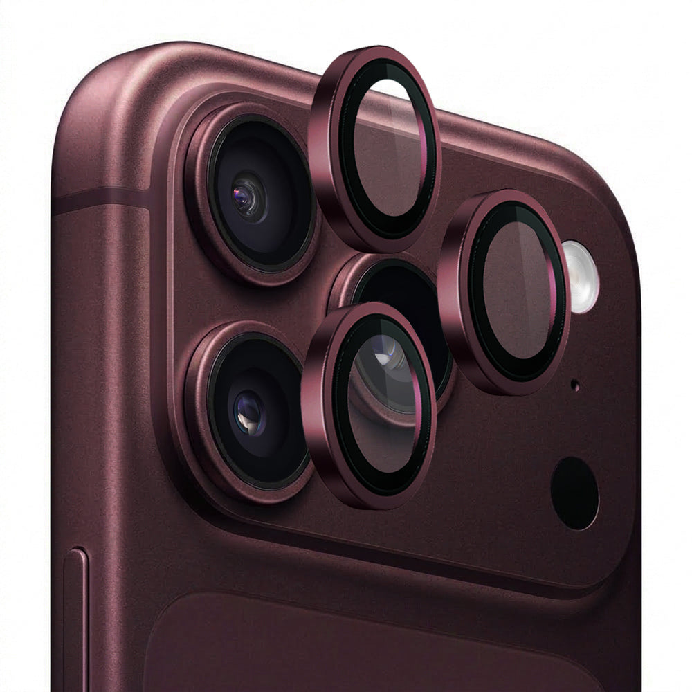 Ochranné sklo na zadní fotoaparát Blueo Metal Frame pro Apple iPhone 18 Pro / 18 Pro Max, tvrzené sklo, vínové