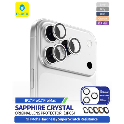 Ochranná fólie Blueo Sapphire Crystal na zadní kameru pro Apple iPhone 17 Pro Max / 17 Pro, Tvrzené sklo, Oranžová