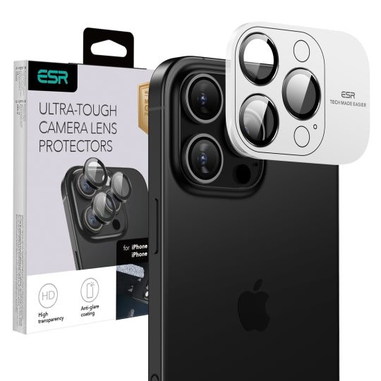 Ochranná fólie ESR Armorite na zadní kameru pro Apple iPhone 17 Pro Max / 17 Pro / 16 Pro Max / 16 Pro, Tvrzené sklo, Černá