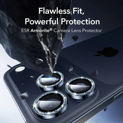 Ochranná fólie na zadní kameru ESR Glitter Diamond Armorite pro Apple iPhone 17 Pro Max / 17 Pro, Tvrzené sklo, Full Glue, Modrá