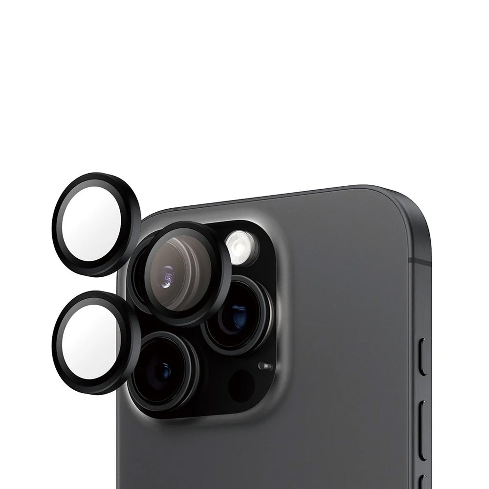 Ochranná fólie na zadní kameru PanzerGlass Hoops pro Apple iPhone 16 Pro Max / 16 Pro, Tvrzené sklo, Černá