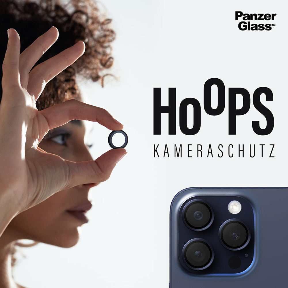 Ochranná fólie na zadní kameru PanzerGlass Hoops pro Apple iPhone 16 Pro Max / 16 Pro, Tvrzené sklo, Průhledná