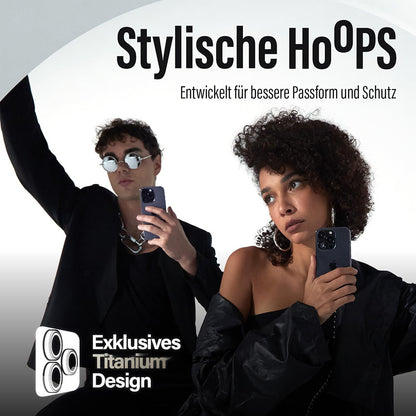 Ochranná fólie na zadní kameru PanzerGlass Hoops pro Apple iPhone 16 Pro Max / 16 Pro, Tvrzené sklo, Průhledná