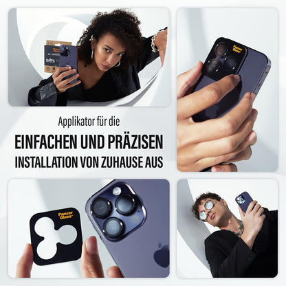 Ochranná fólie na zadní kameru PanzerGlass Hoops pro Apple iPhone 16 Pro Max / 16 Pro, Tvrzené sklo, Průhledná