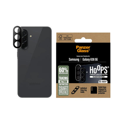 Ochranná fólie PanzerGlass Hoops na zadní kameru pro Samsung Galaxy A36 A366, Tvrzené sklo, Průhledná