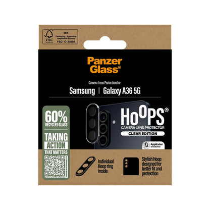 Ochranná fólie PanzerGlass Hoops na zadní kameru pro Samsung Galaxy A36 A366, Tvrzené sklo, Průhledná