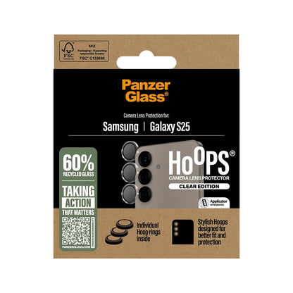 Ochranná fólie na zadní kameru PanzerGlass Hoops pro Samsung Galaxy S25 S931, Tvrzené sklo, Průhledná