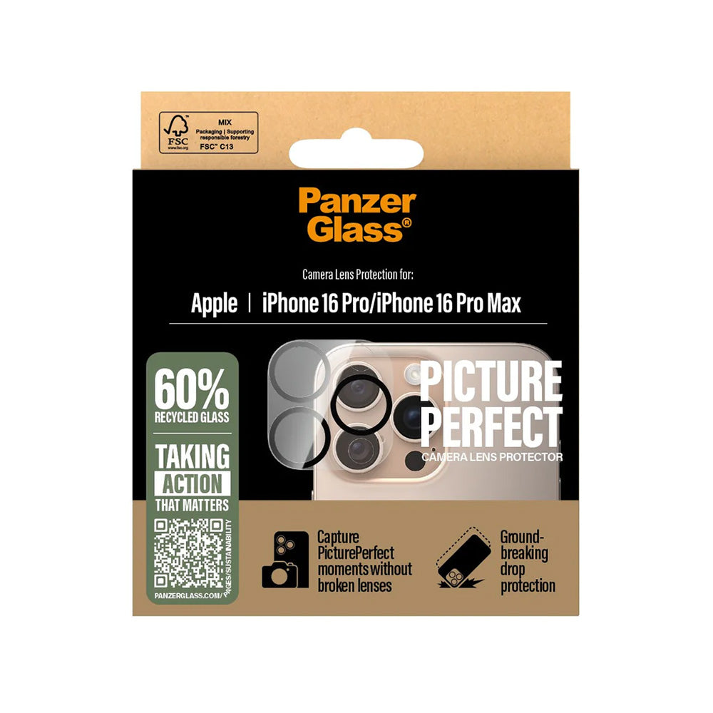 Ochranná fólie na zadní kameru PanzerGlass PicturePerfect pro Apple iPhone 16 Pro Max / 16 Pro, Tvrzené sklo, Průhledná
