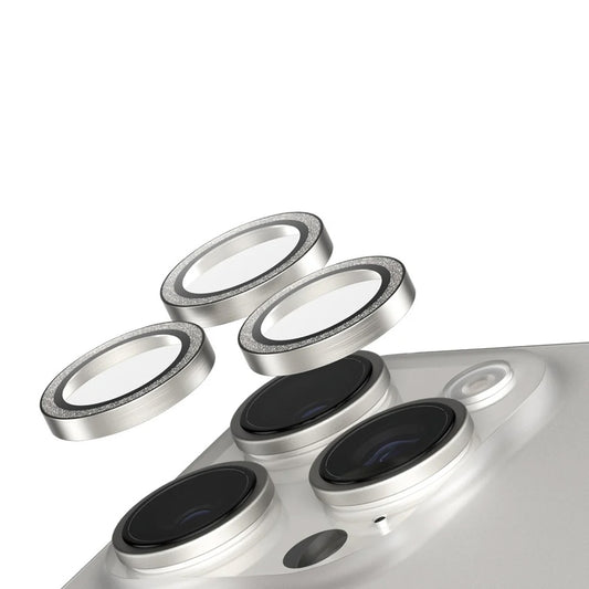 Ochranná fólie PanzerGlass Safe na zadní kameru. Glitter pro Apple iPhone 16 Pro Max / 16 Pro, Tvrzené sklo, Stříbrná.