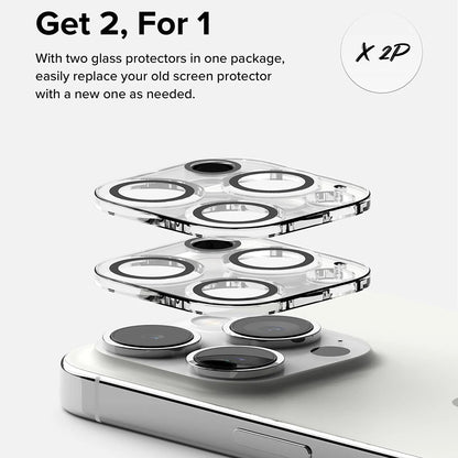 Ochranná fólie Ringke na zadní kameru pro Apple iPhone 15 Pro Max, Tvrzené sklo, Sada 2 kusy, Průhledná