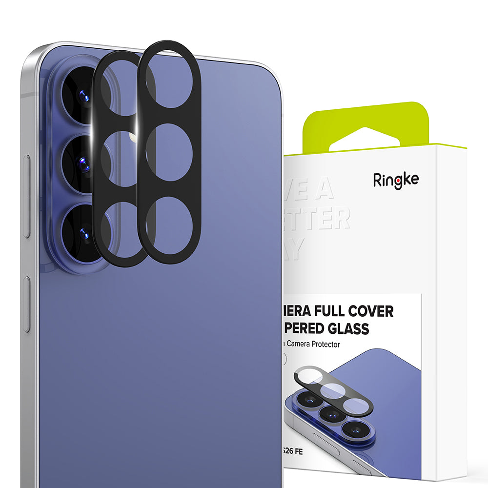 Ringke Rear Camera Protective Film for Samsung Galaxy S26 FE S741, Tempered Glass, Set of 2 Pieces, Black