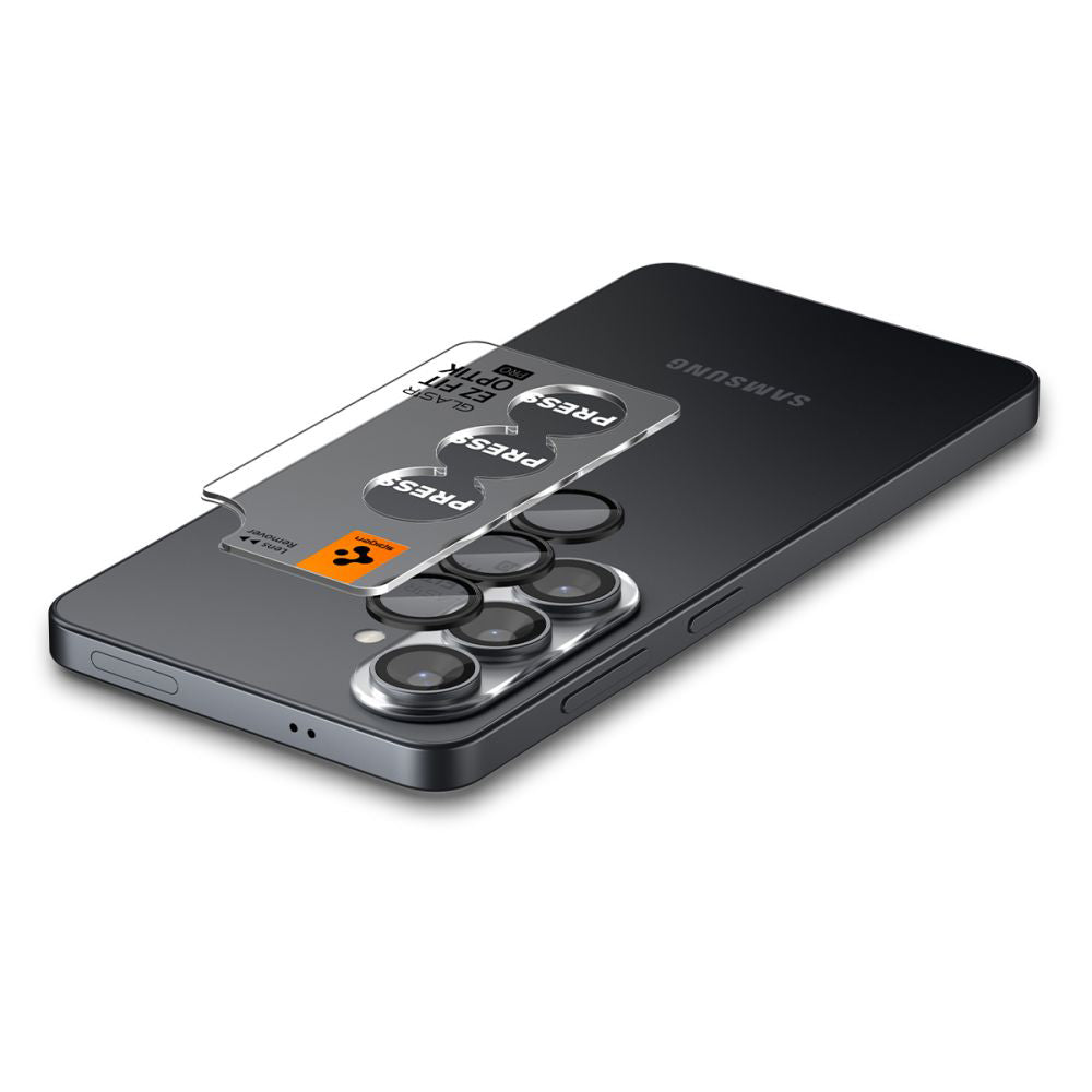 Ochranná fólie na zadní kameru Spigen GlastR EZ FIT Optik Pro HD pro Samsung Galaxy S26 S942, Tvrzené sklo, Sada 2 kusy, Černá AGL11099