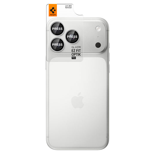 Ochranná fólie na zadní kameru Spigen GlastR EZ FIT Optik Pro pro Apple iPhone 18 Pro / 18 Pro Max, tvrzené sklo, sada 2 kusů, stříbrná AGL12046