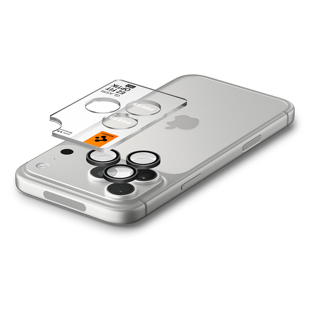 Ochranná fólie na zadní kameru Spigen GlastR EZ FIT Optik Pro pro Apple iPhone 18 Pro / 18 Pro Max, tvrzené sklo, sada 2 kusy, tmavě šedá AGL12043
