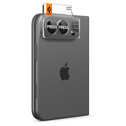 Ochranná fólie na zadní kameru Spigen GlastR EZ FIT Optik Pro pro Apple iPhone Duo, tvrzené sklo, sada 2 kusů, šedá AGL12012