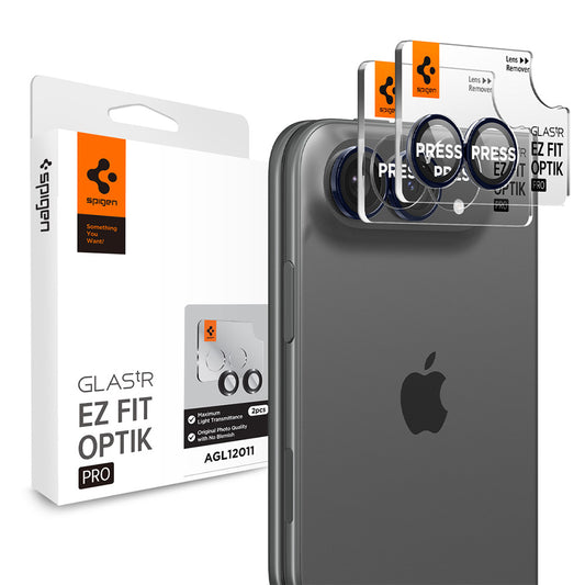 Ochranná fólie na zadní kameru Spigen GlastR EZ FIT Optik Pro pro Apple iPhone Duo, tvrzené sklo, sada 2 kusů, tmavě modrá AGL12011