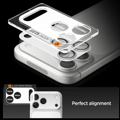Spigen GlastR EZ FIT Optik Pro XL Rear Camera Protector for Apple iPhone 17 Pro, Tempered Glass, Silver AGL10647