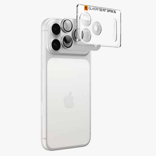 Ochranná fólie na zadní kameru Spigen GlastR EZ FIT Optik Pro XL pro Apple iPhone 18 Pro Max, tvrzené sklo, stříbrná AGL12042