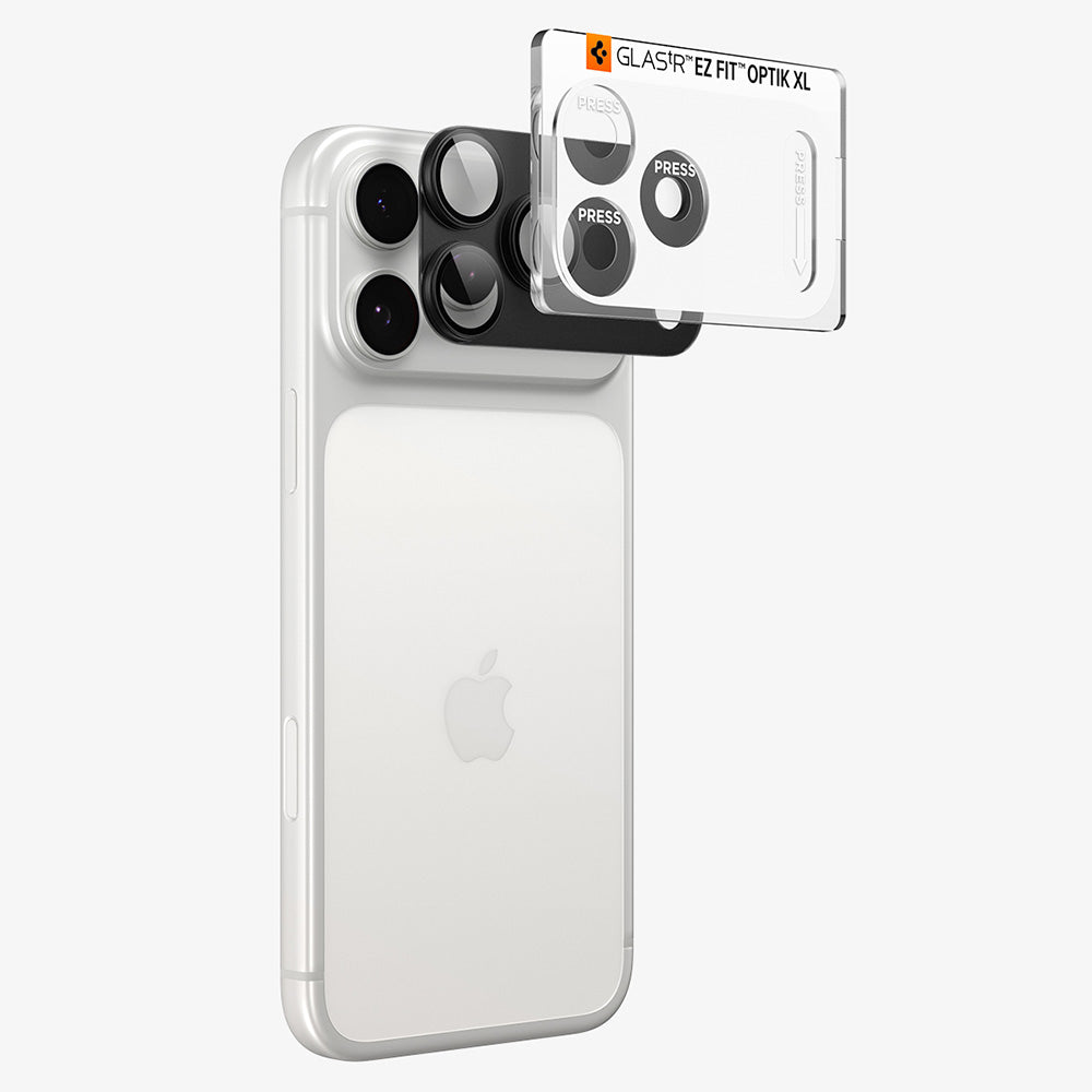 Ochranná fólie na zadní kameru Spigen GlastR EZ FIT Optik Pro XL pro Apple iPhone 18 Pro, tvrzené sklo, tmavě šedá AGL12035