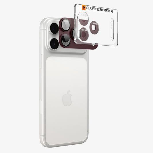 Ochranná fólie na zadní kameru Spigen GlastR EZ FIT Optik Pro XL pro Apple iPhone 18 Pro, tvrzené sklo, vínová AGL12036