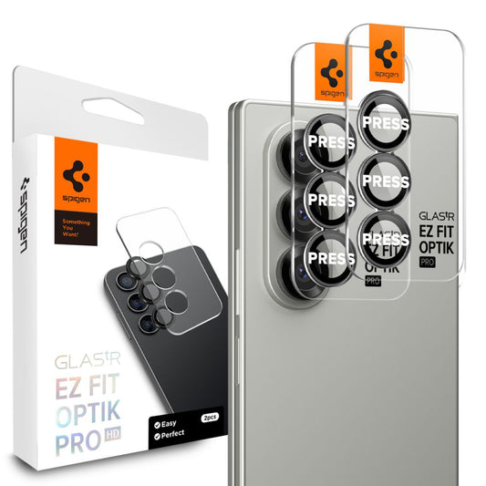 Ochranná fólie na zadní kameru Spigen GlastR EZ FIT Optik Pro HD pro Samsung Galaxy Z Fold7 F966, Tvrzené sklo, Sada 2 kusů, Černá AGL09581