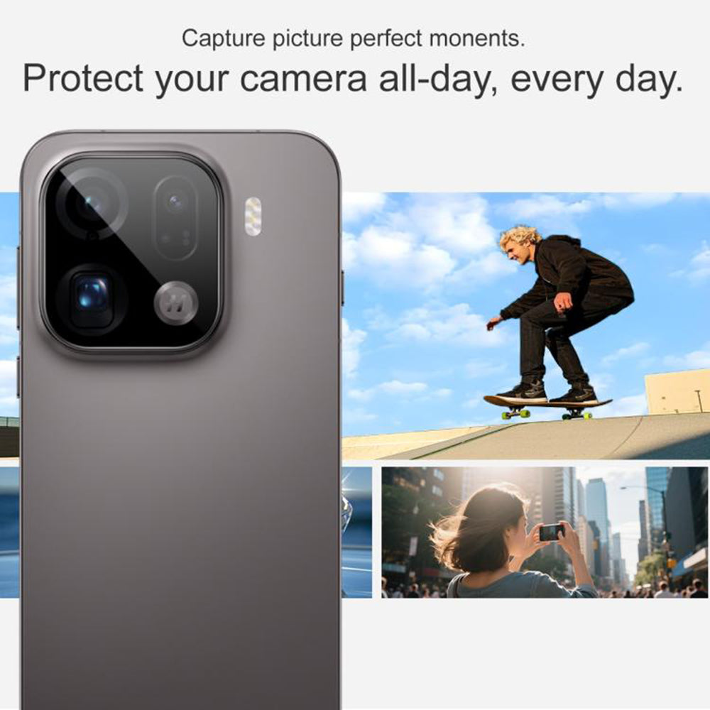 Ochranná fólie na zadní kameru Techsuit pro Oppo Find X9 Pro, Tvrzené sklo, Černá