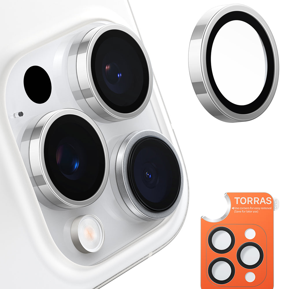 Ochranná fólie na zadní kameru Torras Lensguard pro Apple iPhone 16 Pro Max / 16 Pro, tvrzené sklo, kovově šedá