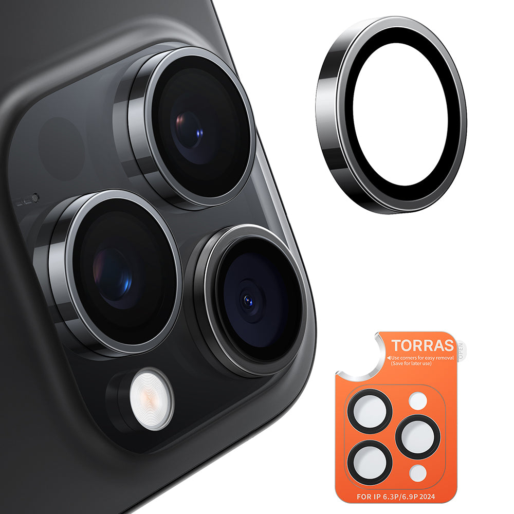 Ochranná fólie na zadní kameru Torras Lensguard pro Apple iPhone 16 Pro Max / 16 Pro, tvrzené sklo, černá