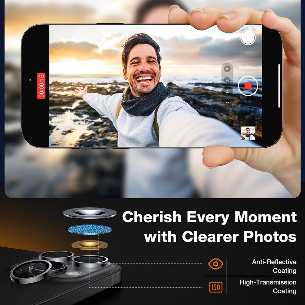 Ochranná fólie na zadní kameru Torras Lensguard pro Apple iPhone 16 Pro Max / 16 Pro, tvrzené sklo, černá