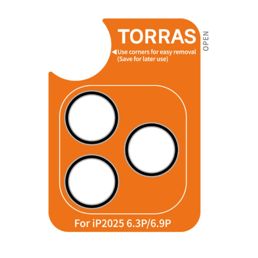 Ochranná fólie na zadní kameru Torras Lensguard pro Apple iPhone 17 Pro Max, Tvrzené sklo, Černá