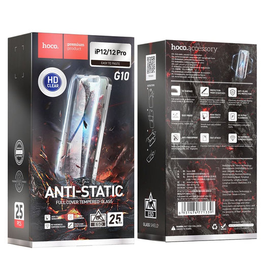 Ochranná fólie HOCO na displej pro Apple iPhone 12 Pro Max, Tvrzené sklo, Full Glue, Sada 25 kusů, Černá