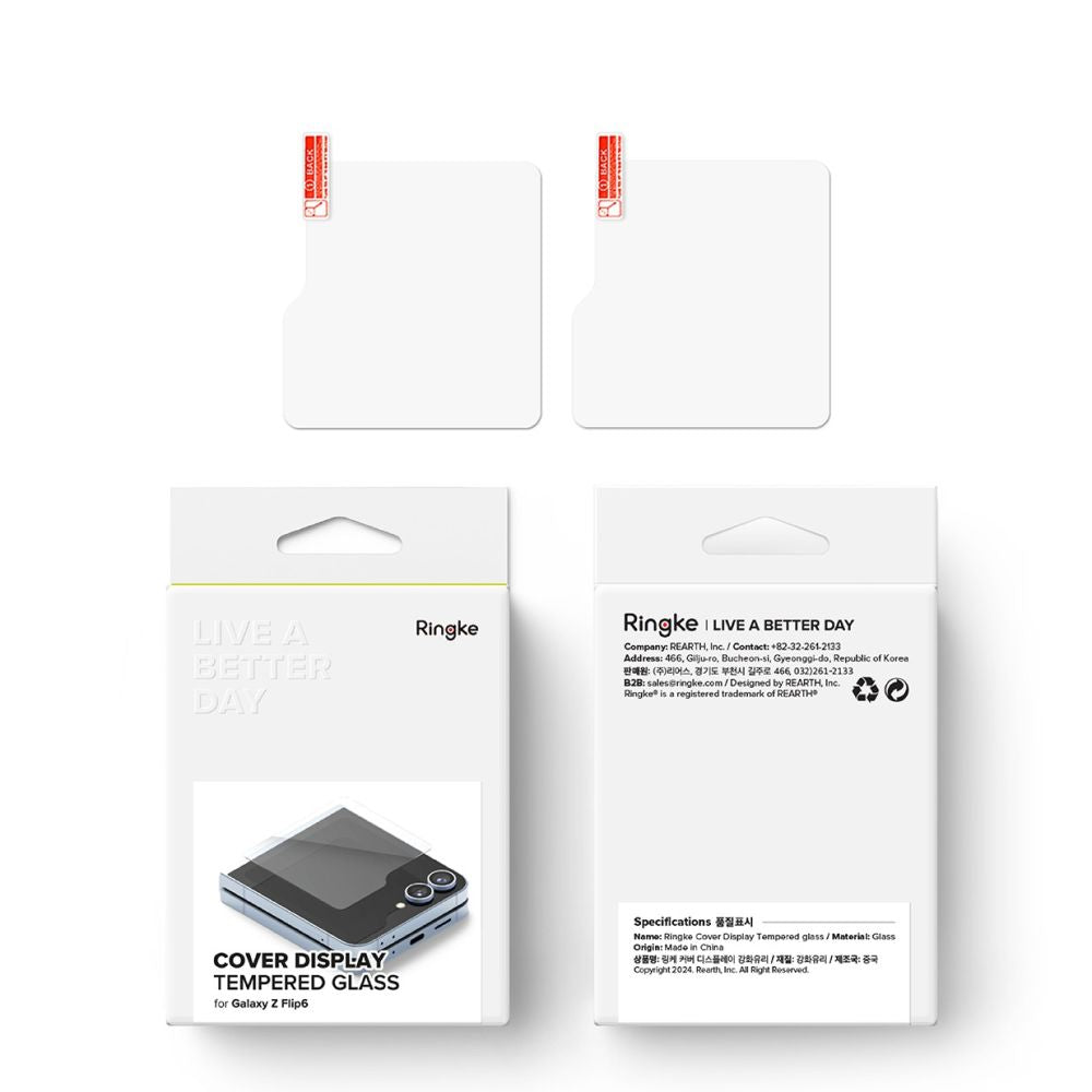 Ochranná fólie Ringke Cover Display pro vnější displej Samsung Galaxy Z Flip6 F741, Tvrzené sklo, AB Ultra Glue, Sada 2 kusy
