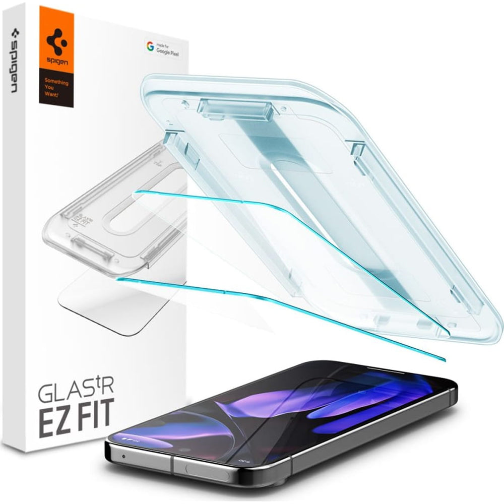 Ochranná fólie na displej Spigen GlastR EZ FIT pro Google Pixel 9 Pro XL, Tvrzené sklo, Full Glue, Sada 2 kusy